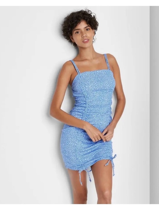 Dresses & Skirts - Blue Floral Ruched Mini Dress